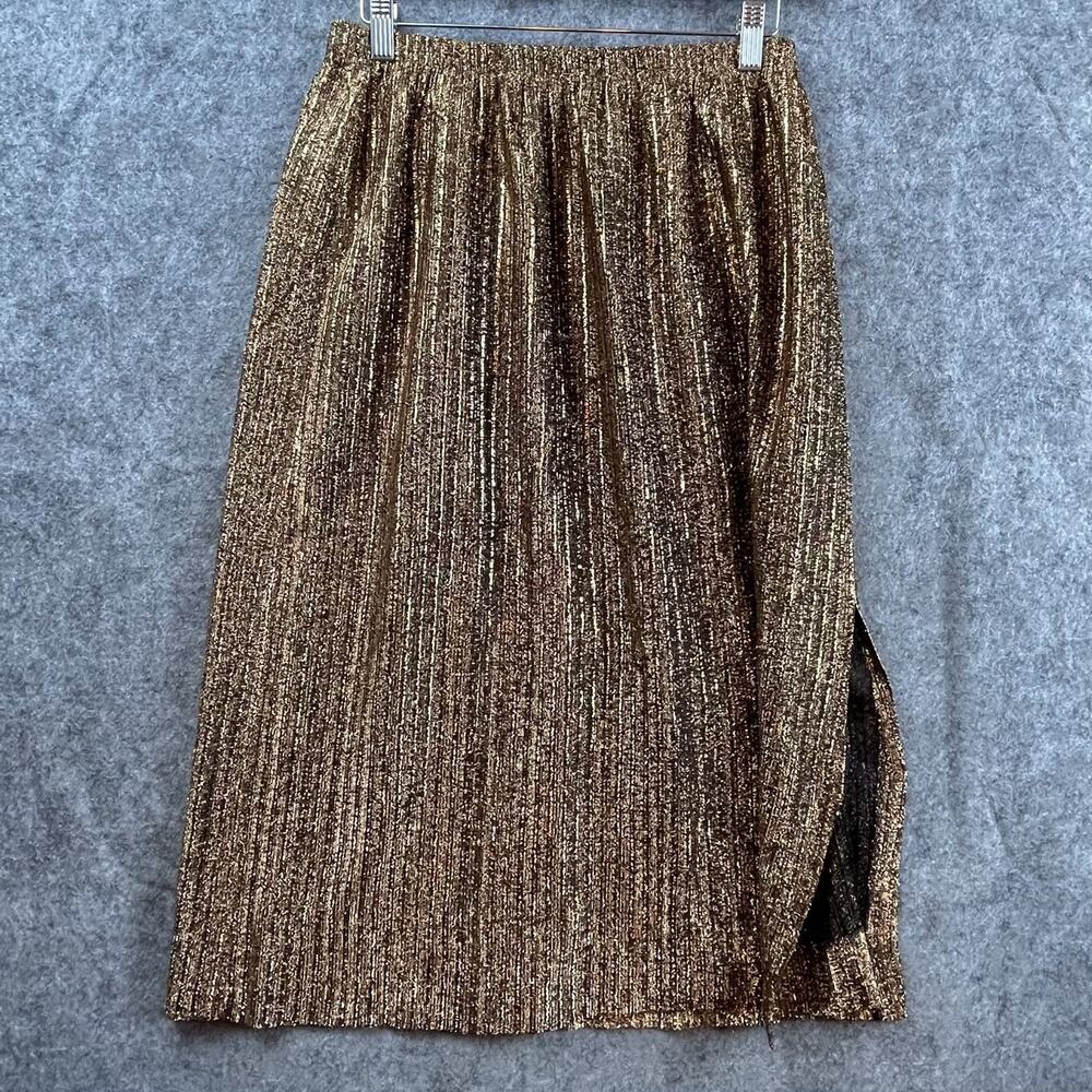 Vintage Separates by R&K Skirt‎ Womens Small Gold Sparkle Glam Disco Statement